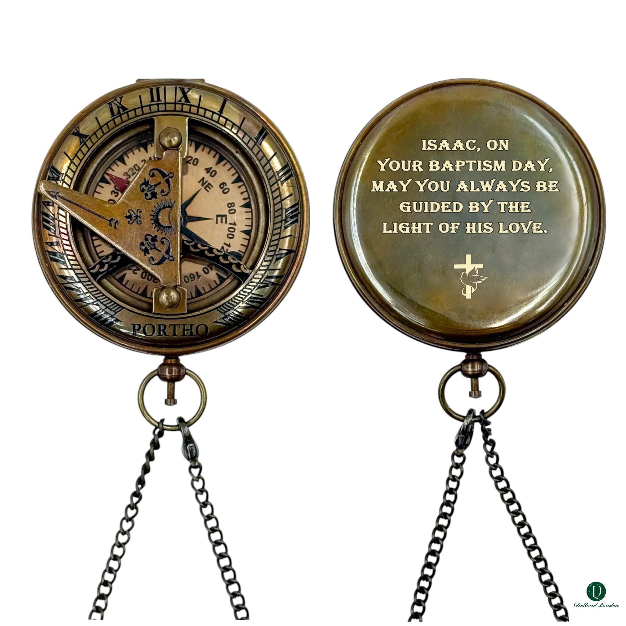 Religious Compass Handmade Brass Compass With Cross Engraving - Baptism ...