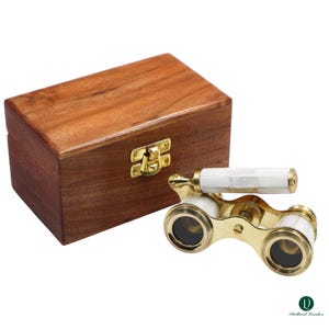 Personalised Mother of Pearl Opera Glasses with Wooden Box