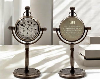 Personalised 7th Anniversary Desk Clock: Engraved Gift with Tally Marks