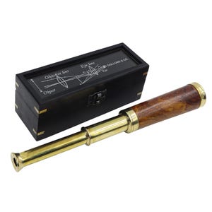 Personalised 12-Inch Brass & Wood  Nautical Telescope with Wood Box