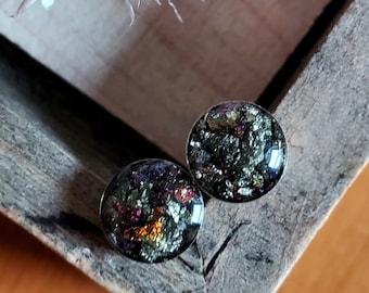 Chalcopyrite Earring Studs posts, boho jewelry, earring, gifts for her, bohemian, silver, simple style, stainless steel studs, gemstone