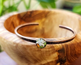 Copper Bee wildflower bracelet, resin, flowers, bangle, cuff bracelet, floral