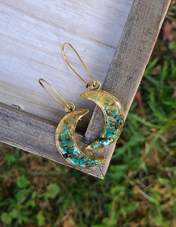 Turquoise sale moon earrings