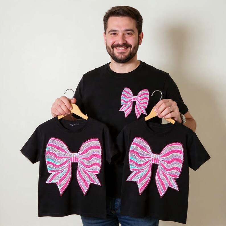 Custom Sequin Bow Patch | Adult size | Shirt size | Iron on Patches image 4