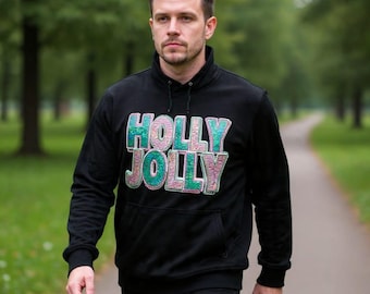 Sequin Iron-On Patch | Holly Jolly Letterman Style