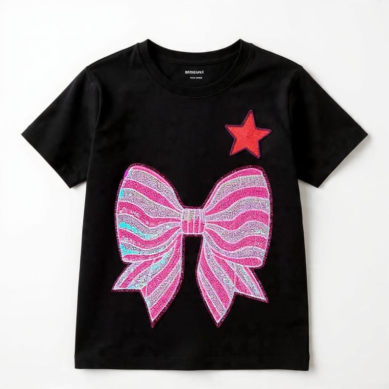 Custom Sequin Bow Patch | Adult size | Shirt size | Iron on Patches image 5