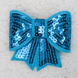 Custom Sequin Iron-On BOW Patch: Personalized Glitter Applique (Shirt-Size Design Up to 12 Inches)
