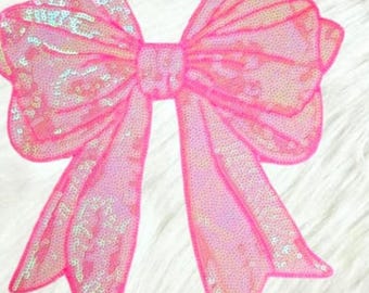 Custom Sequin Bow Patch | Adult size | Shirt size | Iron on Patches | Chenille Logos
