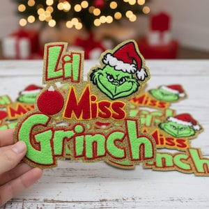 Parche termoadhesivo de Lil Miss Grinch, aplique navideño, bricolaje navideño