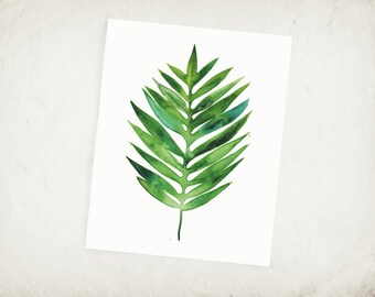 Tropical Palm Leaf - Watercolor Leaf Archival Print