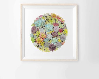 Succulent Garden Archival Art Print - Wall Decor, Kids Wall Art, Nursery Art