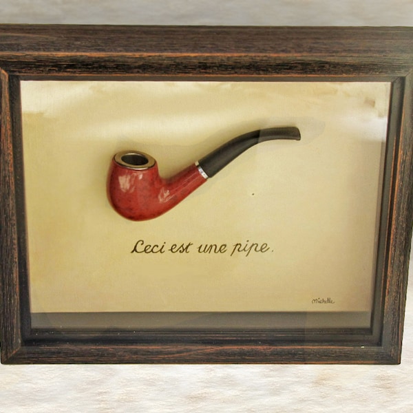 Reserved for Sean -This IS a Pipe - Framed Magritte Inspired Mixed Media Artwork (Made to Order)- Ceci est une Pipe