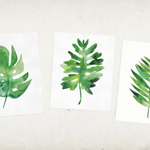 Tropical Palm Leaf Watercolor Leaf Archival Print image 2