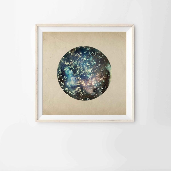 Modern 8" x 8" Print from my original mixed media illustration - Deep Space