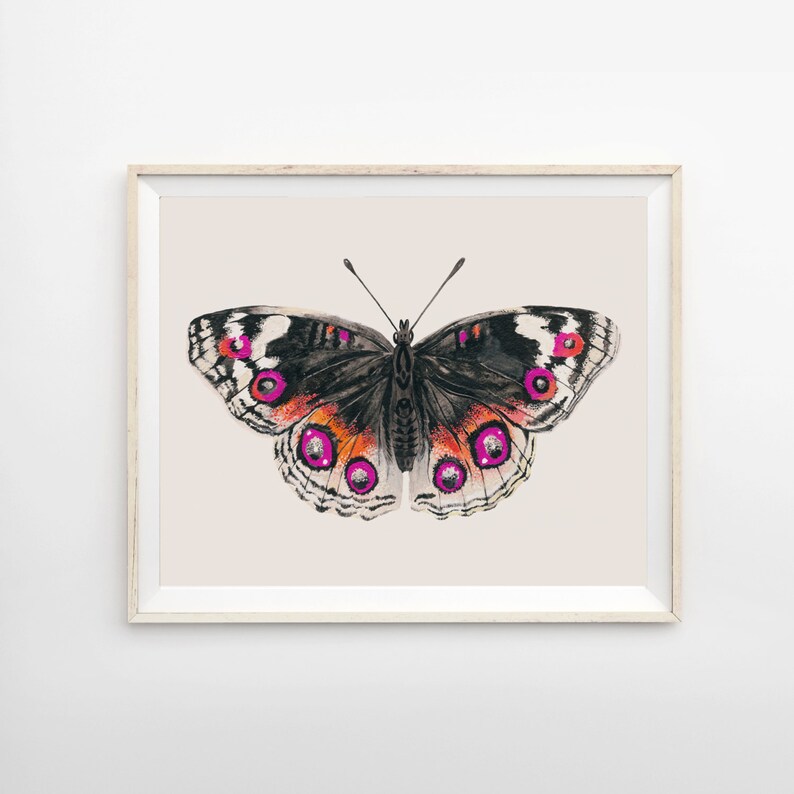 Pink Butterfly Art Print Butterfly Wall Art Pink & Orange Butterfly Large Wall Art image 3