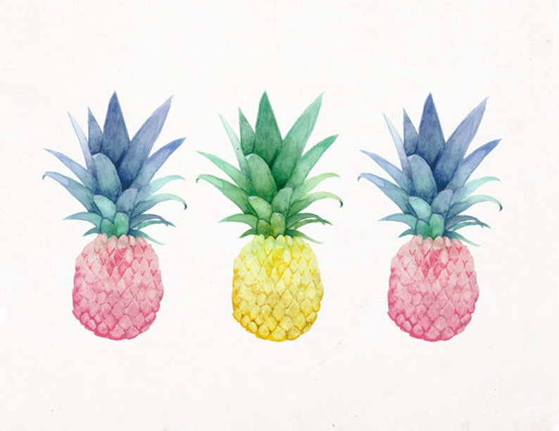 Pineapple Trio Archival Pineapple Print Pineapple Art Print Tropical Decor Giclee Print Art & Collectibles Pineapple Decor image 2