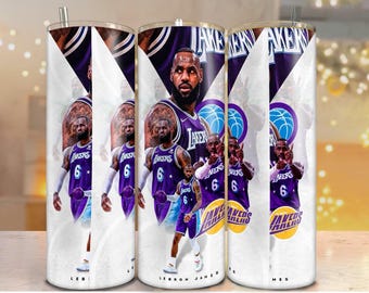 LeBron James Tumbler Wrap PNG | 20oz Skinny Tumbler  Design | Basketball Digital  | Lakers Fan Cup Wrap 20oz sublimation tumbler wrap jpg