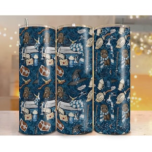 Ravenclaw Owl Harry Potter Tumbler Wrap  20oz Skinny Tumbler PNG  Wizard School Digital  – Magical Blue  20oz sublimation tumbler wrap jpg