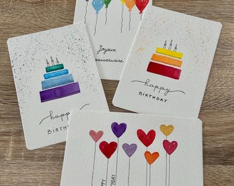 Cartes aquarelle - Anniversaire/Happy birthday