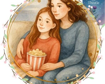 Mutter und Tochter Aquarell Kunstdruck: Herzliches Familiengeschenk (Digitaler Download)