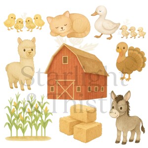 Watercolor Farm Animal Clipart Bundle: 30 PNG Images, 300 DPI - Etsy