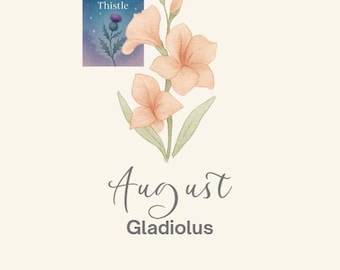 Augustus geboorte bloem gladiolen aquarel print (digitale download)