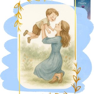 Mutter und Sohn Aquarell Printable | Muttertags Geschenk | Emotionale Mama & Kind Kunst