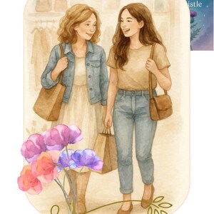 Mutter und Tochter Aquarell Printable | Muttertags Geschenk | Emotionale Mama & Kind Kunst