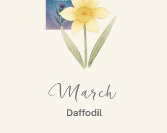 Impressão em aquarela de flor de nascimento de março com narciso (download digital)