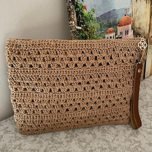 Borsa da donna fatta a mano, borsa cammello lavorata a maglia, borsa regalo per gli innamorati, borsa estiva, borsa con cerniera estetica, borsa morbida adatta all'uso quotidiano, pochette