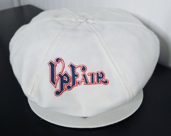 Vintage VP Fair Festival White Flat Cap Newsboy Hat