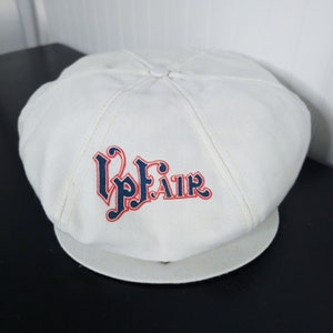 Vintage VP Fair Festival White Flat Cap Newsboy Hat