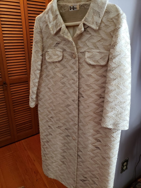 1960s Classic MOD White Cream Khaki Chevron Tweed… - image 6