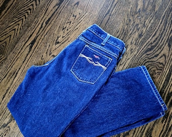 Vintage 1970s YOUNGBLOODS 34x33 High Waisted Dark Long Tall Denim western Jeans