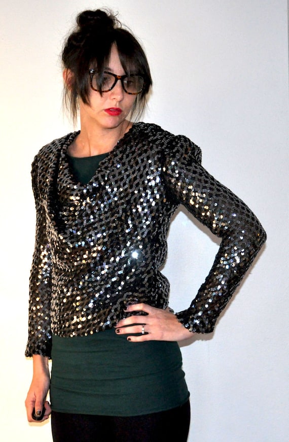 Awesome 1980s Avant Garde Silver and Black Sequins