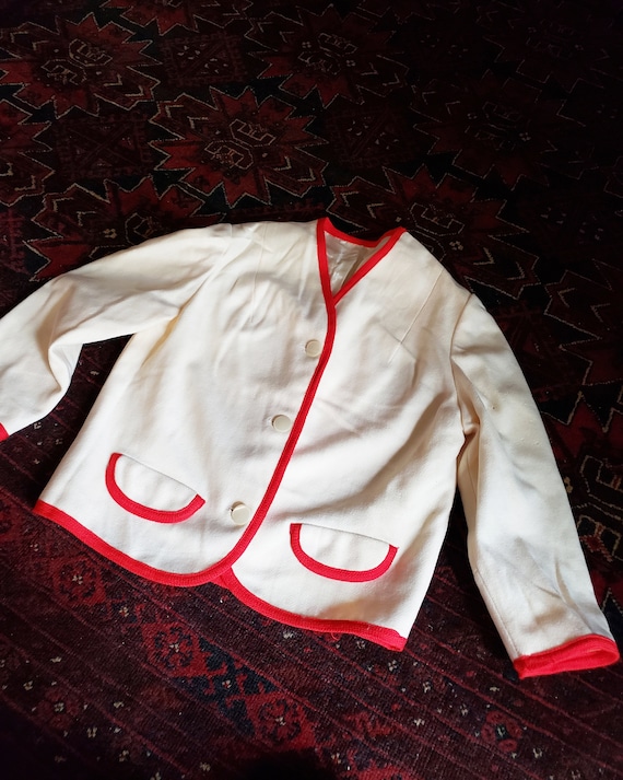 Adorable Vintage 1950s 1960s Mod Red Cream Jacket