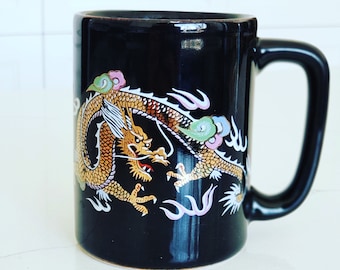 Vintage Japan OMC Hand painted Dragon cup Mug