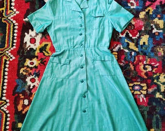 Vintage 1960s Girl Scout Uniform button up Dress