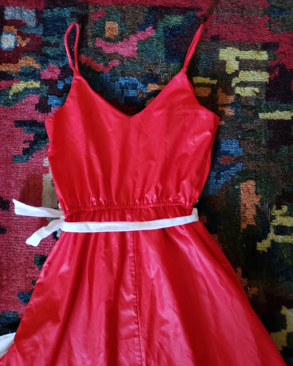 Vintage Red and White 1970s 1960s Salsa Dress - image 5