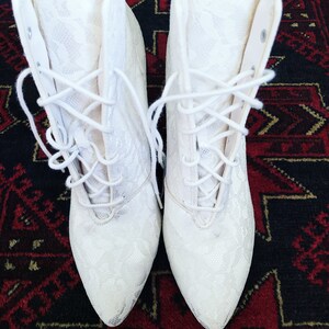 Vintage 1980s Lacey Studio 6 MADONNA White Lace Ankle Pointy Boots image 3