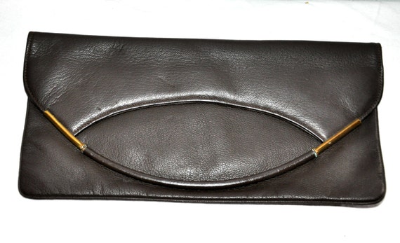 1960s Adorable MOD  Brown Leather Hand Bag - image 3