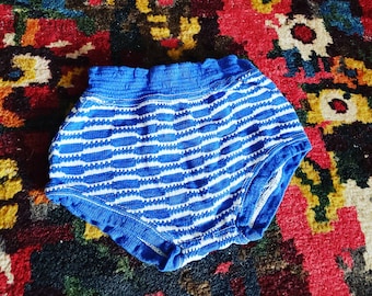 Adorable 1960s 1950s Blue and White Striped Bloomer Shorts