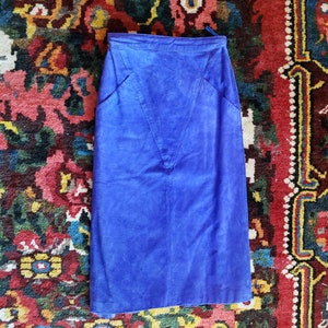 Awesome 1980s 1990s Purple Blue Suede Leather Pencil Skirt