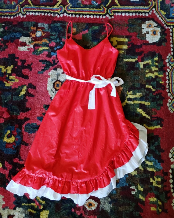 Vintage Red and White 1970s 1960s Salsa Dress - image 1