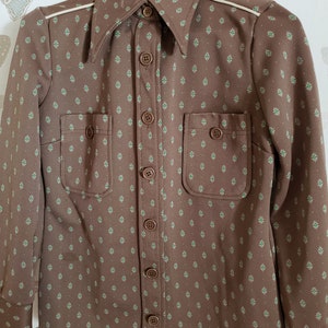 Vintage 1970s Olive Green Button up Jantzen Western Blouse Top