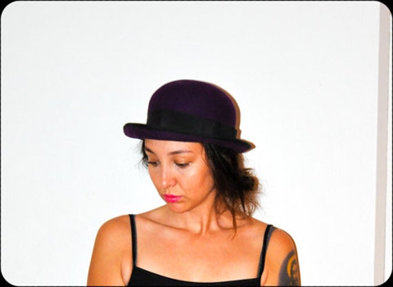 1960s Purple and Black Wool DOESKIN Bollman Bow Hat - Etsy display picture 2