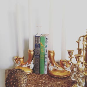 Beautiful Vintage Ornate 24k Gold LEMIEUX Candle Holder Set