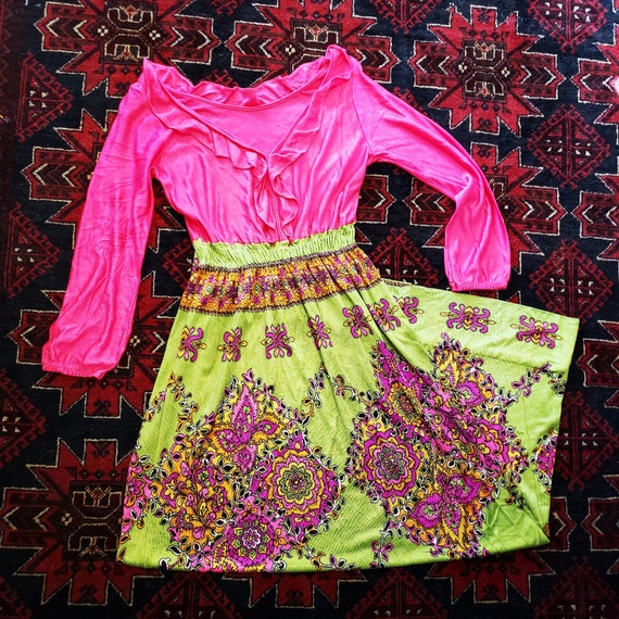 LOUIS FÉRAUD 1960s 1970s Vintage Magenta Pink Psychedelic 