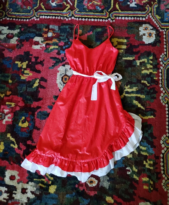 Vintage Red and White 1970s 1960s Salsa Dress - image 6