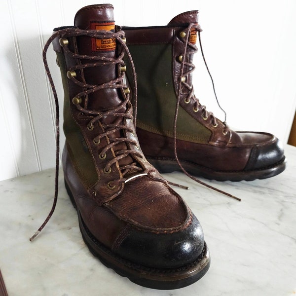 Amazing Green and Brown Leather Lace Up Irish Setter Red Wing Mens WorkBoots Work Boots